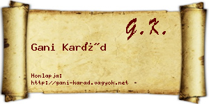 Gani Karád névjegykártya